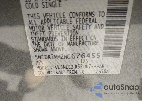 2017 Nissan Pathfinder Sv from USA, damaged, VIN 5N1DR2MM2HC676455